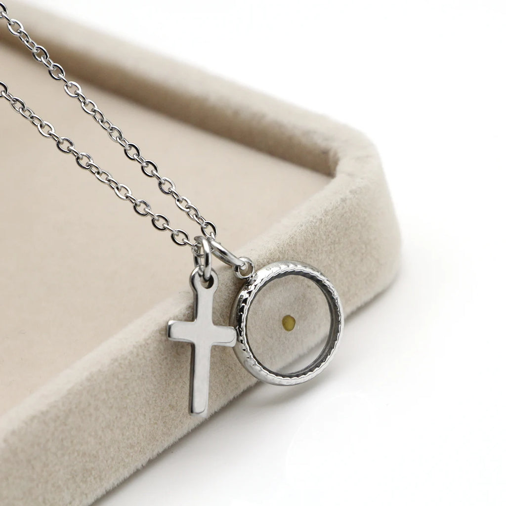 Collar Cristiano con Semilla de Mostaza y Cruz – Mateo 17:20