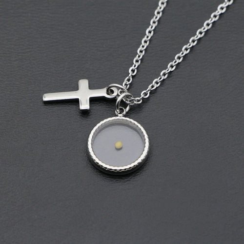 Collar Cristiano con Semilla de Mostaza y Cruz – Mateo 17:20